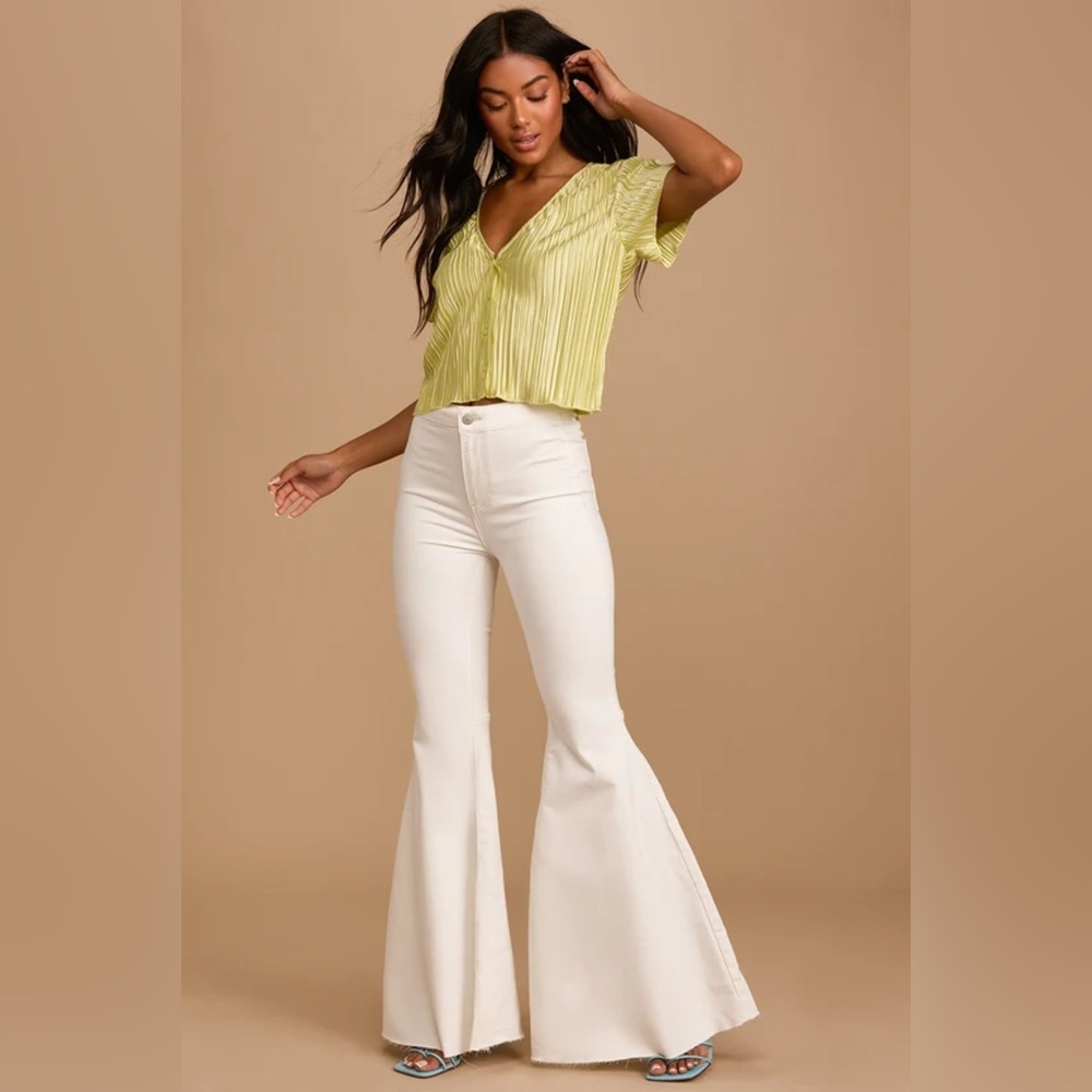 White denim flare jeans
